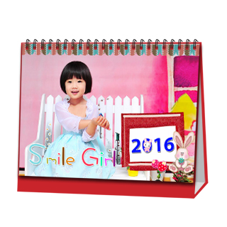 台历制作软件--2016年台历模板{T86.微笑女孩}样片